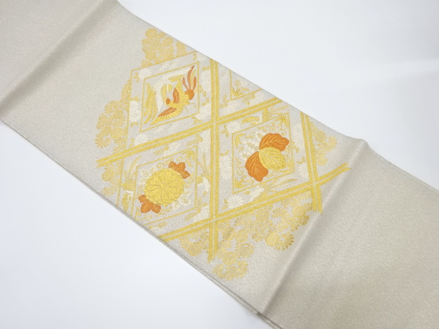 JAPANESE KIMONO / VINTAGE FUKURO OBI / TSUZURE / WOVEN PAULOWNIA & KIKU